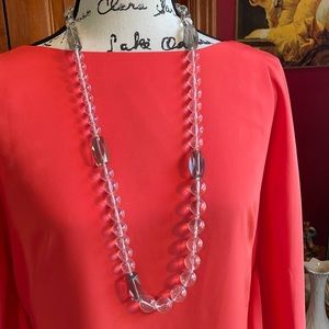 Lucite clear beaded 36” necklace